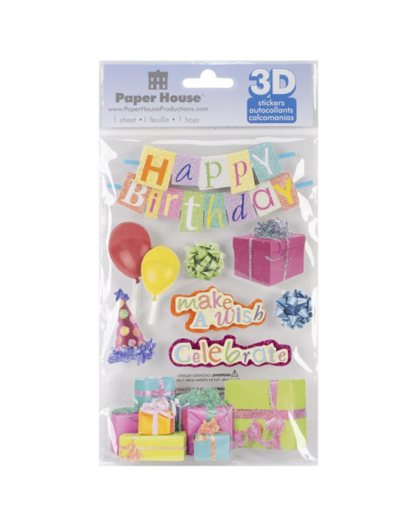 STICKERS 3D HAPPY BIRTHDAY PAPER HOUSE