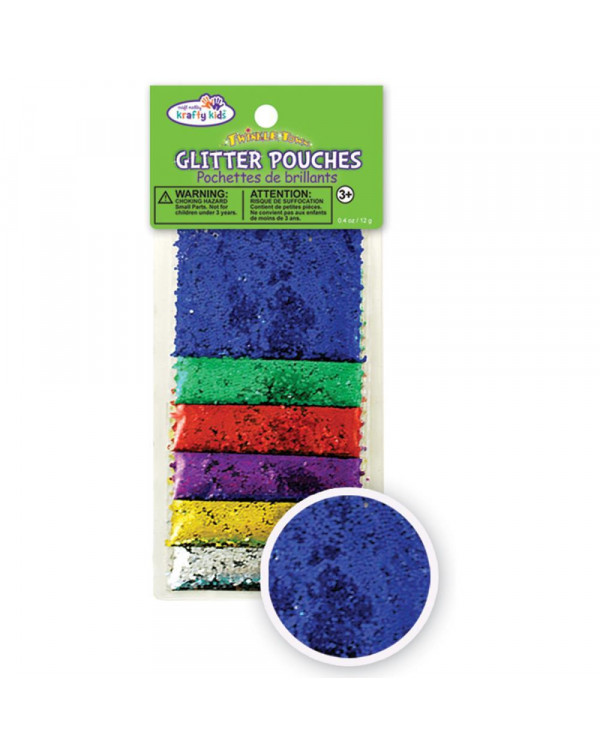 CRAFTY KIDS TWINKLE TOWN GLITTER POUCHES KC182A MINI HEXAGON