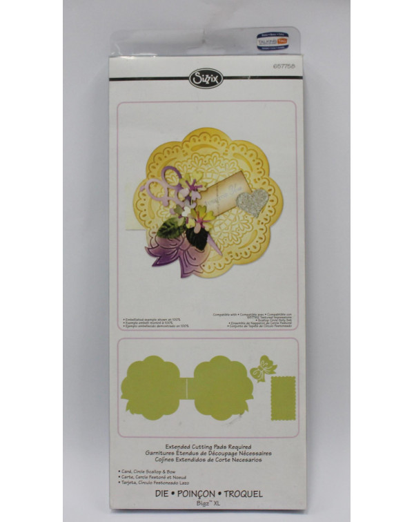 TROQUEL BIGZ XL CARD, CIRCLE SCALLOP & BOW SIZZIX