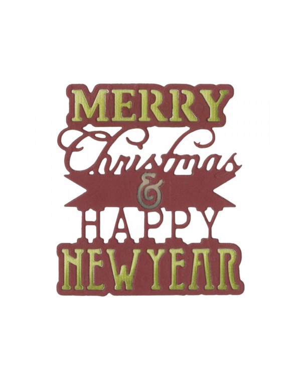 SIZZIX THINLITS PHRASE, MERRY CHRISTMAS & HAPPY NEW YEAR 660662