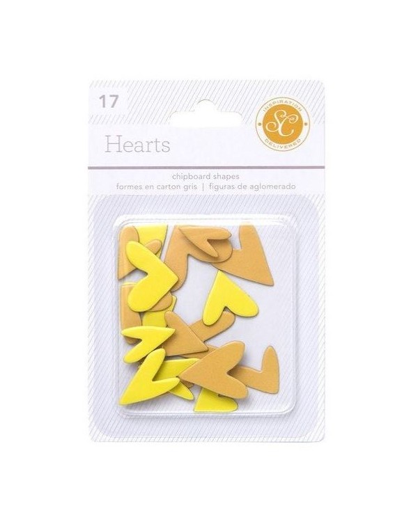 CHIPBOARD SHAPES HEARTS YELLOW STUDIO CALICO