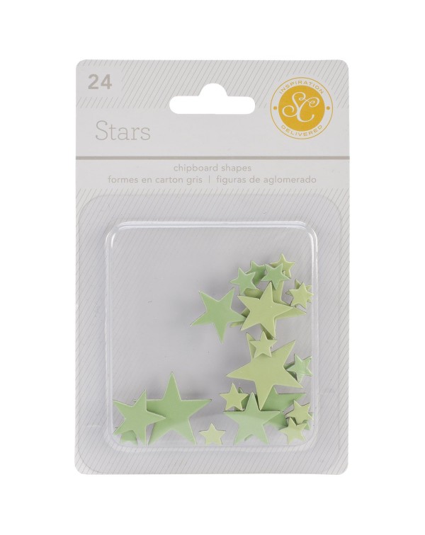 CHIPBOARD SHAPES STARS GREEN STUDIO CALICO